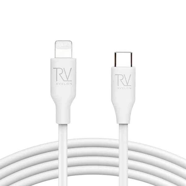 Rvelon iPhone-kabel USB C till Lighnting MFi Silikon Rvelon 1M Vit