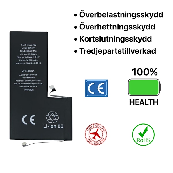 iPhone 11 Pro Max Batteri Hög Kvalite