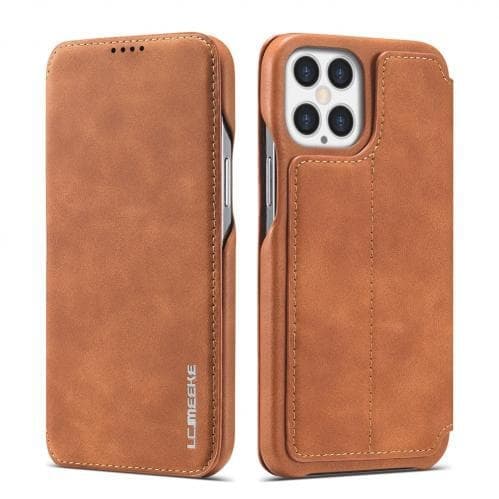 LC.IMEEKE Retro Fodral för iPhone 12 Pro Max - Brun Svart