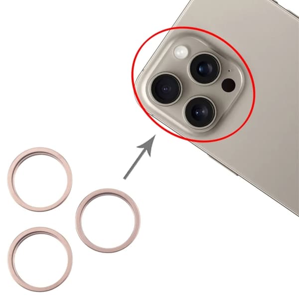 iPhone 16 Pro Bakre kameralins yttre skyddsring, 3-pack Guld - Original Svart