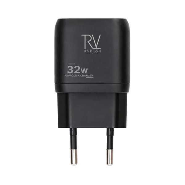 Rvelon Wall Charger USB-C and 2x USB-A 32W GaN - Black