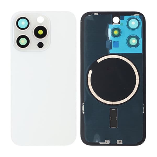 Replacement For iPhone 15 Pro Back Glass Panel With Magsafe Magnet-White