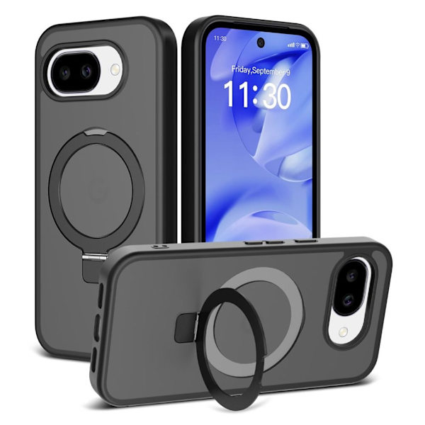Google Pixel 10a Silicone MagSafe Case with Ring Holder - Black