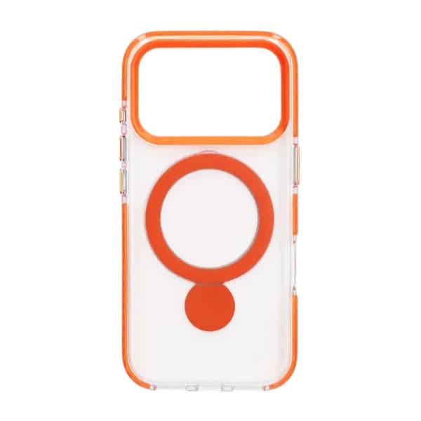 Skal Magsafe till iPhone 17 Pro - Transparent orange med ringstativ