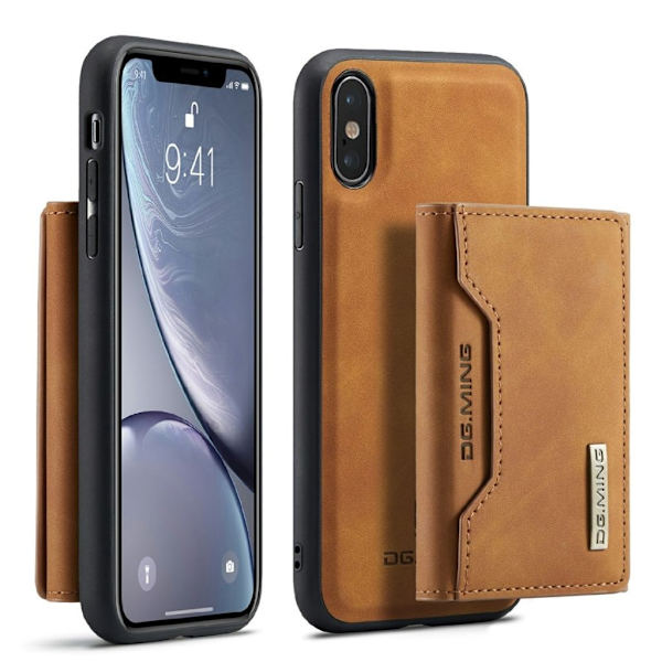 DG.MING iPhone XS Max Wallet Case Shockproof Kickstand - Brown