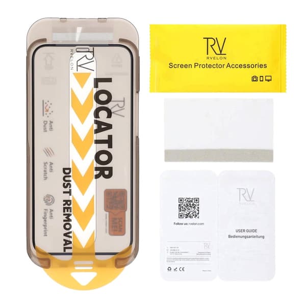 Screen Protector iPhone 12/12 Pro - 3D Tempered Glass Black RV Packing instlation frame