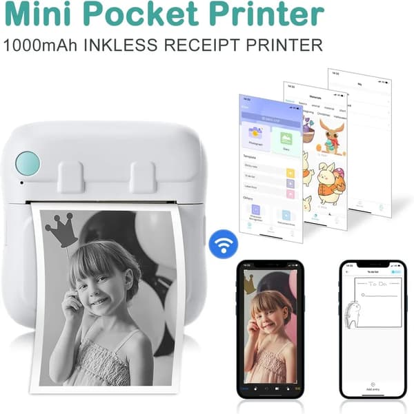 SiGN Miniskrivare Bluetooth 200 dpi Label Printer med en rulle - Vit Svart