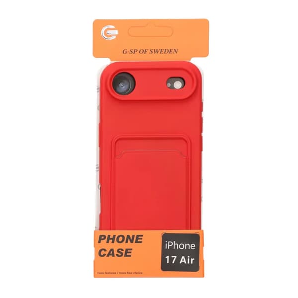 Silicone Mobile Case with Card Holder for iPhone 17 Air - Red