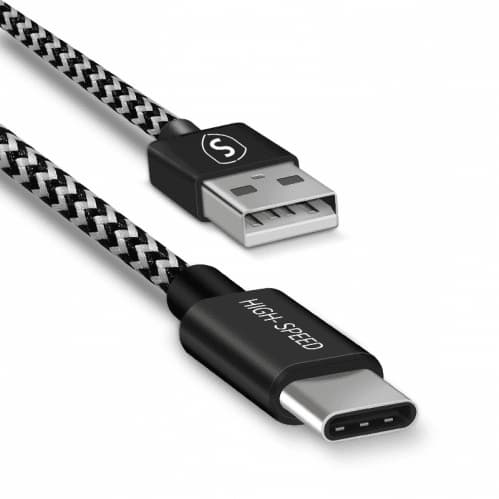 SiGN Skin USB-C-kabel 2.1A 1,5 m - Svart/Vit