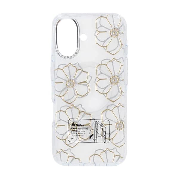 Mobilskal Magsafe till iPhone 16 - Transparent med blommor