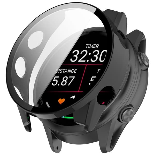 Garmin Forerunner 970 Case with Screen Protector Tempered Glass – Black