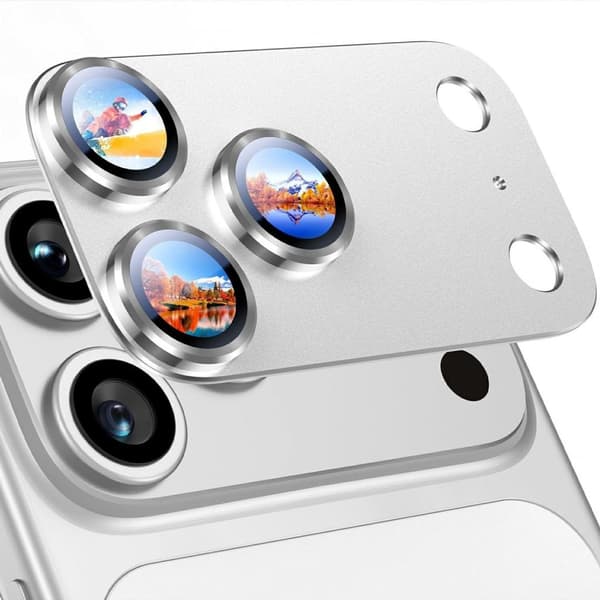 RURIHAI iPhone 18 Pro Max Lens Protector with Aluminum Frame - Silver