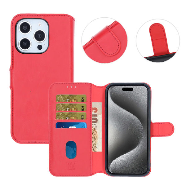 iPhone 16 Pro Wallet Case Magnet Rvelon - Red