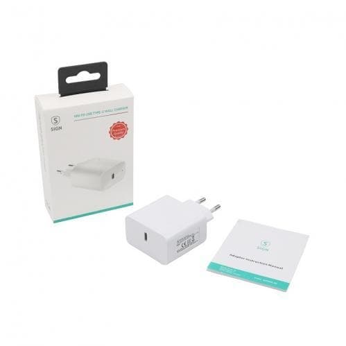 SiGN USB-C PD Laddare 18 W - Vit Svart