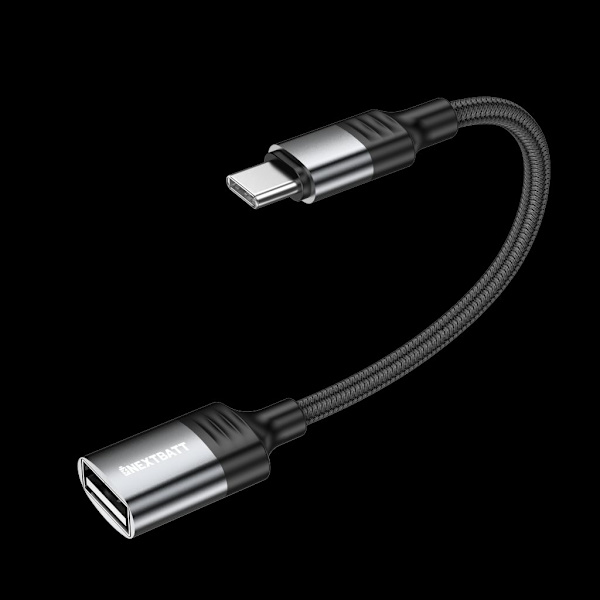 NEXTBATT USB-C to USB-A OTG adapter cable - Black/Gray