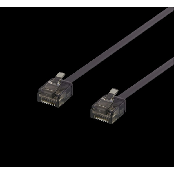 DELTACO Cat6a patch cable, flat, 1mm thick, 0.15m, black