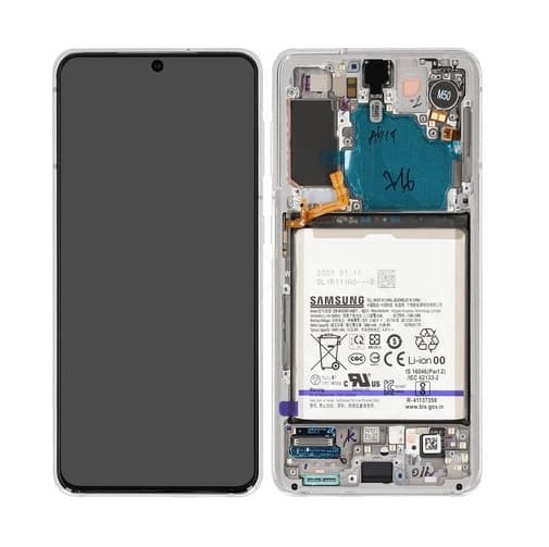 Original Samsung Galaxy S21 5G LCD Skärm + Batteri - Phantom White Svart
