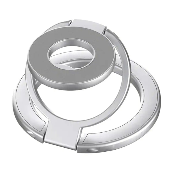 Foldable Double Magnetic Phone Ring Holder Silver