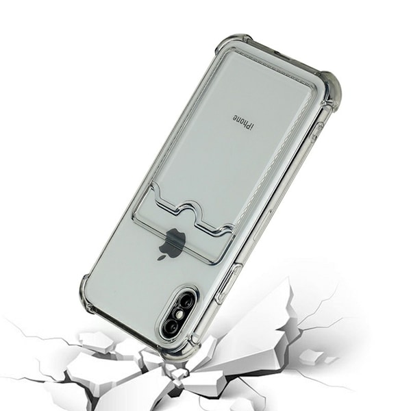 iPhone X/XS Stöttåligt Skal med Korthållare - Grå
