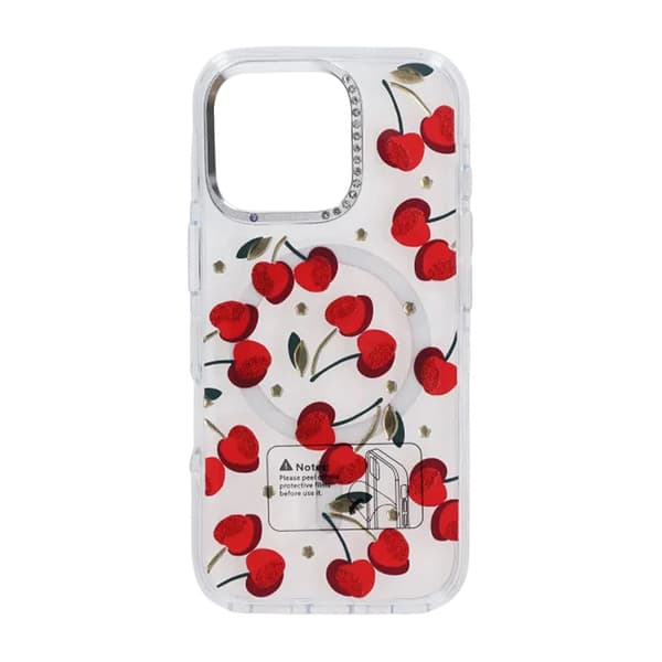 Mobile case Magsafe for iPhone 16 Pro - Transparent with cherry