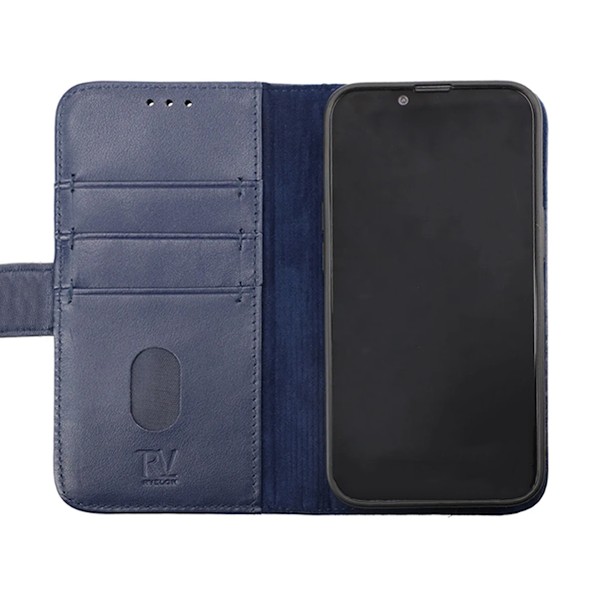 iPhone 14 Pro Plånboksfodral Läder Rvelon - Blå