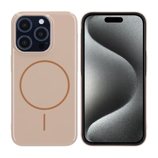 Glossy design Magnetic Case For iPhone 15 Pro Gold