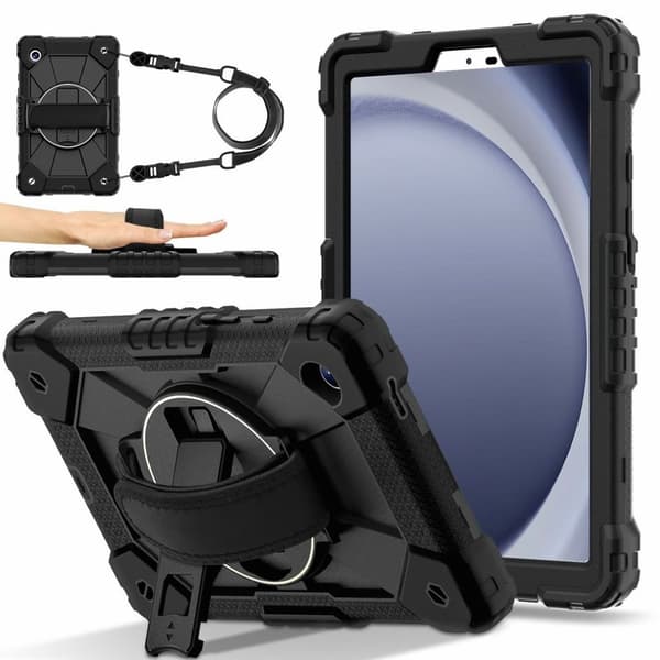 Samsung Galaxy Tab A11 Case Kickstand Hand Strap - Black