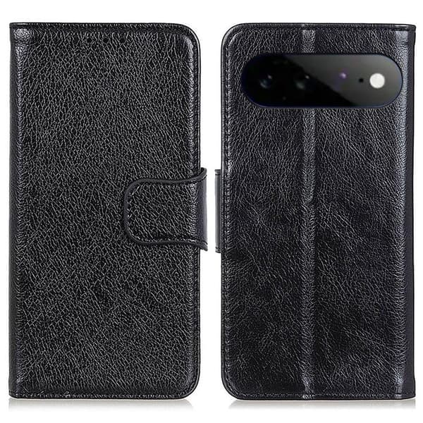 Google Pixel 11 Pro XL Wallet Cover Nappa Texture Split Leather - Black