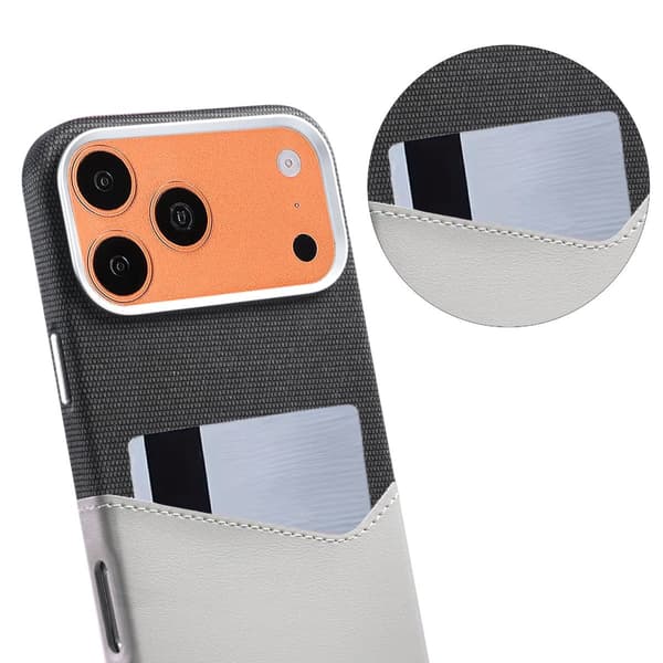 Magnetiskt Mobilskal med Läder Korthållare till iPhone 17 Pro Max och 18 Pro Max - Grå