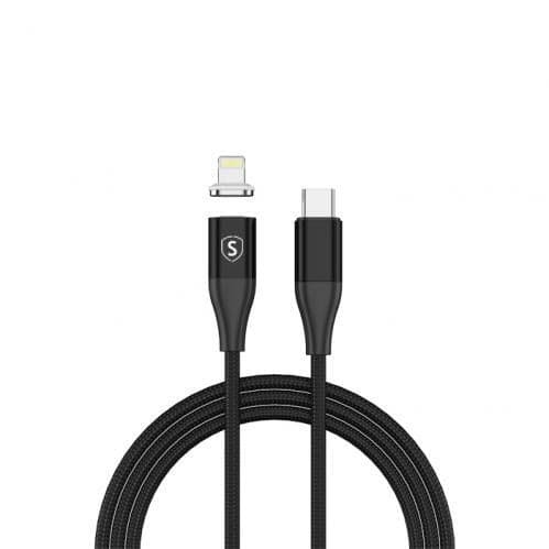 SiGN Magnetisk USB C Lightning Kabel 3A, 1m - Svart Svart