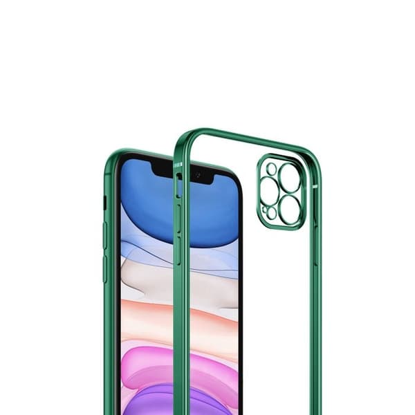 iPhone 12 Pro Max Tunn Transparent Ram Skal Hög kvalité - Mörk Grön Svart