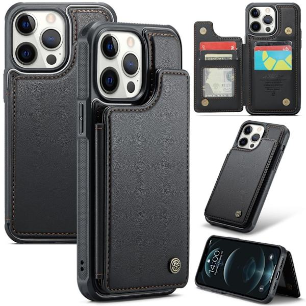 CASEME iPhone 12 Pro Max Case with Wallet - Black