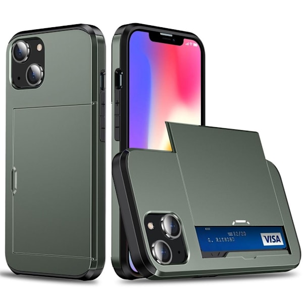 IPhone 15 case with a card holder - Green