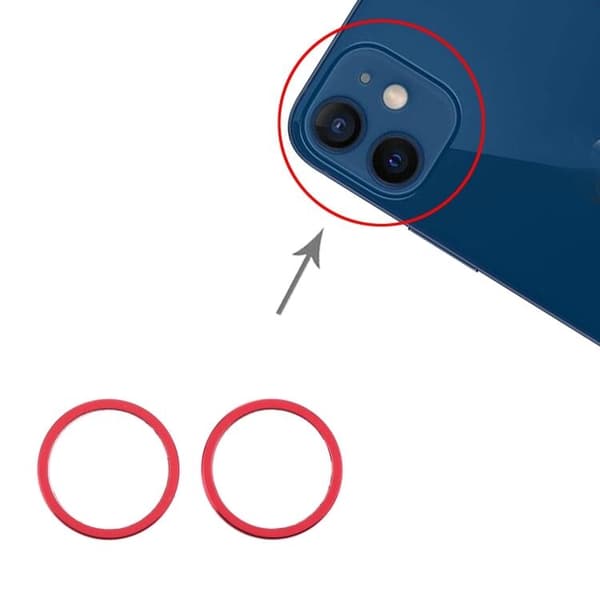 Original iPhone 12 Kameraring (2-pack) - Röd Svart