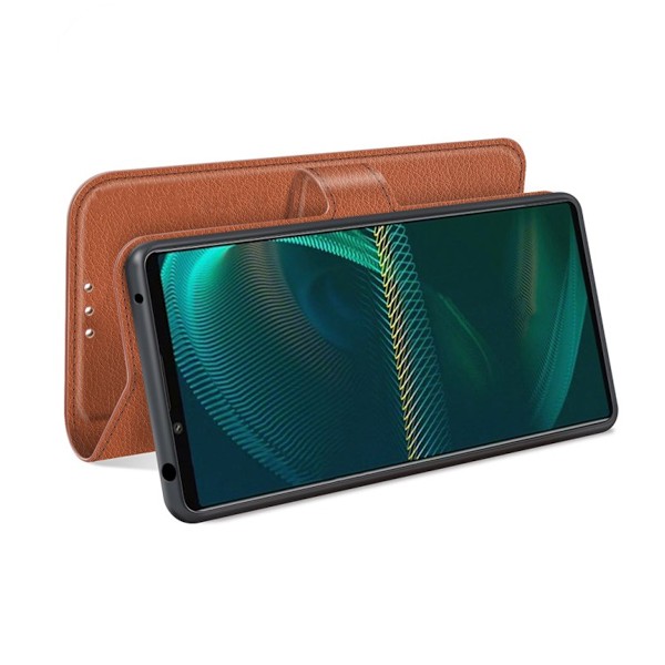 Sony Xperia 10 IV Plånboksfodral med Stativ - Brun