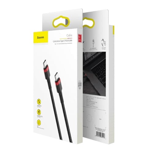 Baseus Cafule USB-C till USB-C, QC 3.0, USB-C PD, 3A 2 m - Grå/Svart Svart