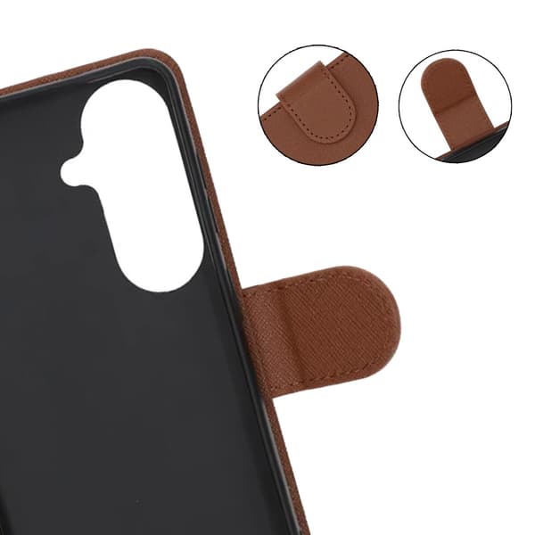 Flip Stand Leather Wallet Case For Samsung S26 Plus Brown