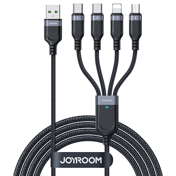 Joyroom 4-in-1 USB-A to 2xUSB-C/Lightning/Micro USB cable 3.5A, 1.2m - Black