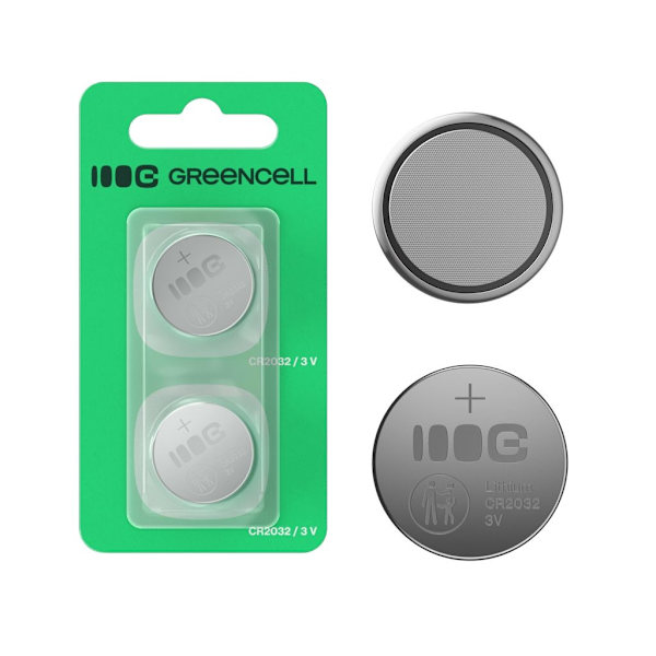 Greencell Lithium button cell battery CR2032 3V 220mAh, 2-pack
