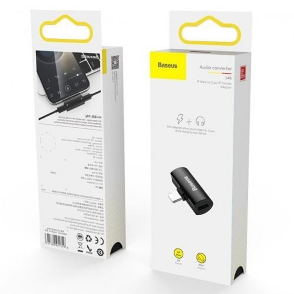 Baseus L46 Adapter Lightning till Dual Lightning, Ladda & Lyssna - Silver