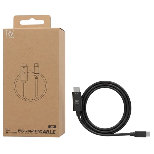 Rvelon USB-C till HDMI 1.4-kabel 4K - 2 meter med chipset