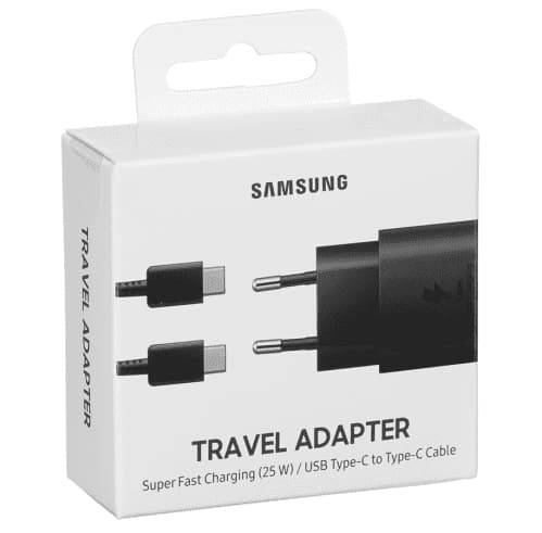 Original Samsung Ultra-Fast USB-C PD 25W, 3A Väggladdare - Svart Svart