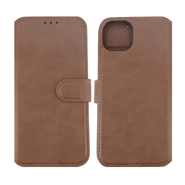 iPhone 15 Plus Plånboksfodral Läder Rvelon - Brun