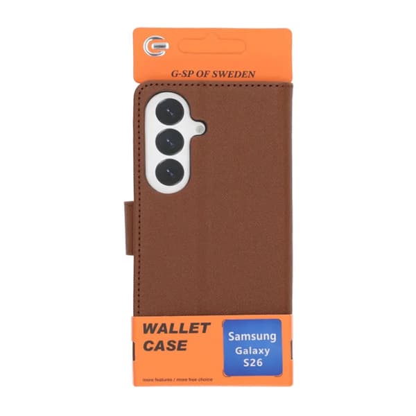 Flip Stand Leather Wallet Case For Samsung S26 Brown