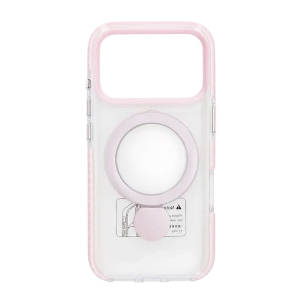 Magsafe Case for iPhone 17 Pro Max - Transparent pink with ring stand
