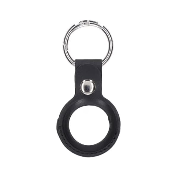 Airtag Case PU Leather Keychain - Black