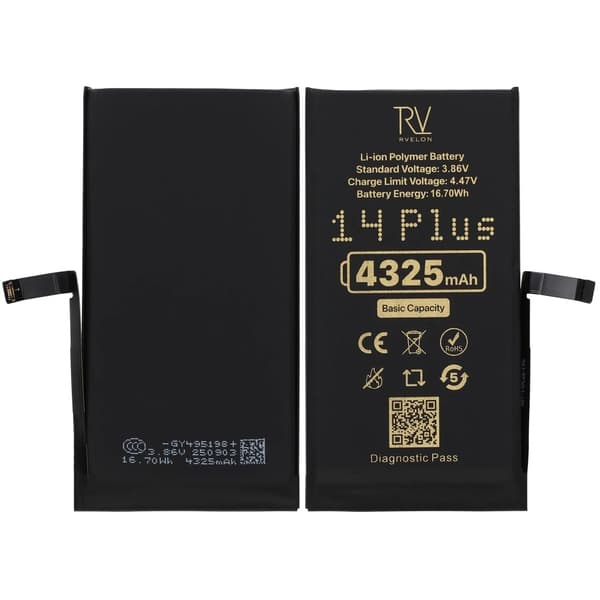 Rvelon Batteri för iPhone 14 Plus - 4325 mAh Originalkapacitet