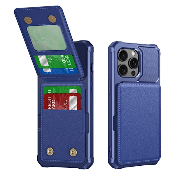 iPhone 14 Pro Max Kickstand Wallet Case - Dark Blue