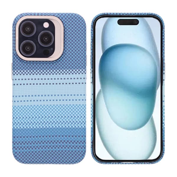 Magsafe Case and Stand for iPhone 15 Pro - Striped Blue