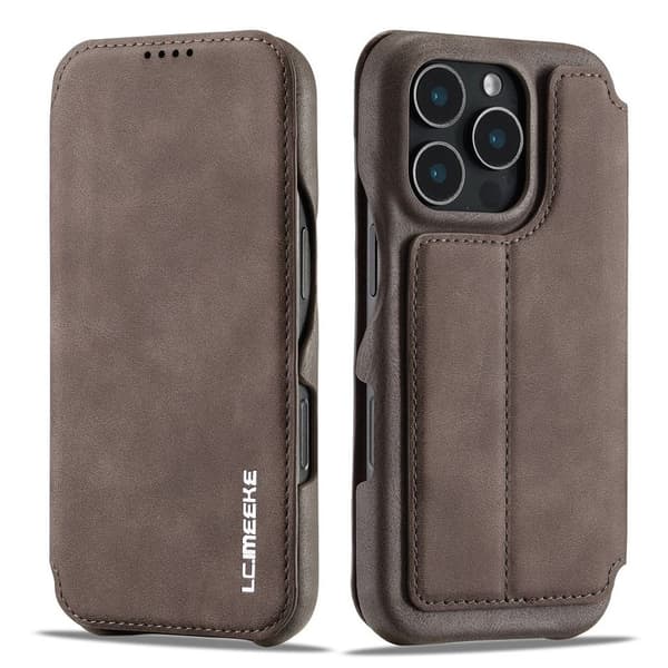 LC.IMEEKE iPhone 16 Pro Cover with Stand - Dark Brown